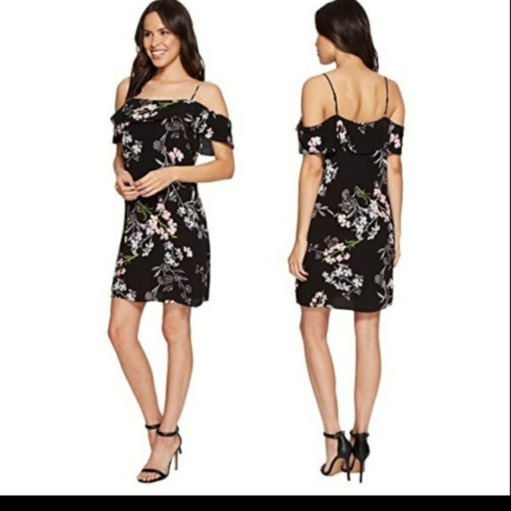 1.State Floral Print Cold-Shoulder Dress, size S